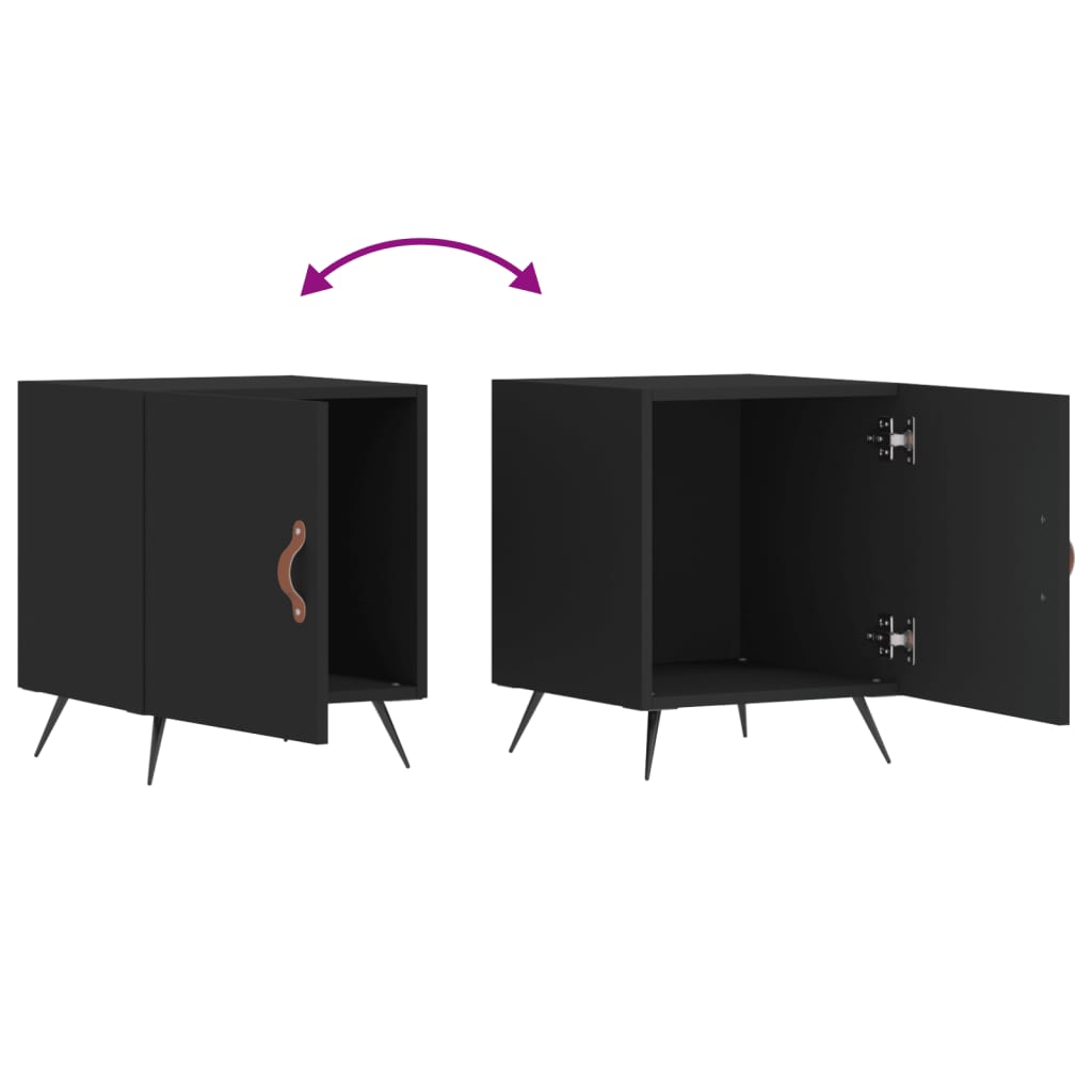 Tables de chevet 2 pcs noir 40x40x50 cm bois d’ingénierie - XIOS