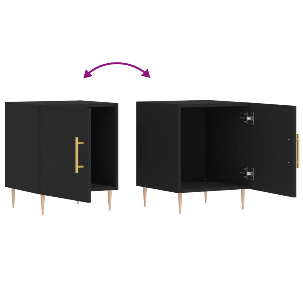 Table de chevet noir 40x40x50 cm bois d’ingénierie - XIOS