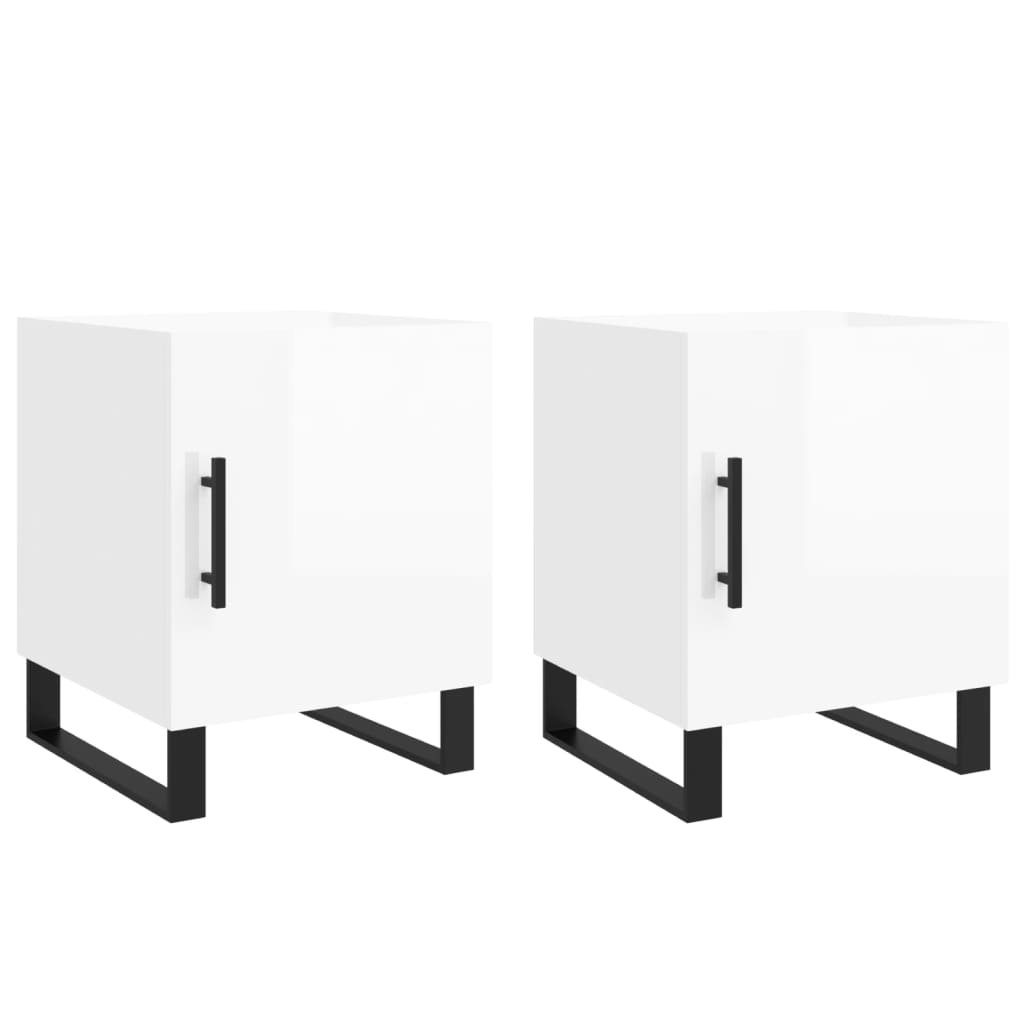 Tables de chevet 2 pcs blanc brillant 40x40x50 cm - XIOS