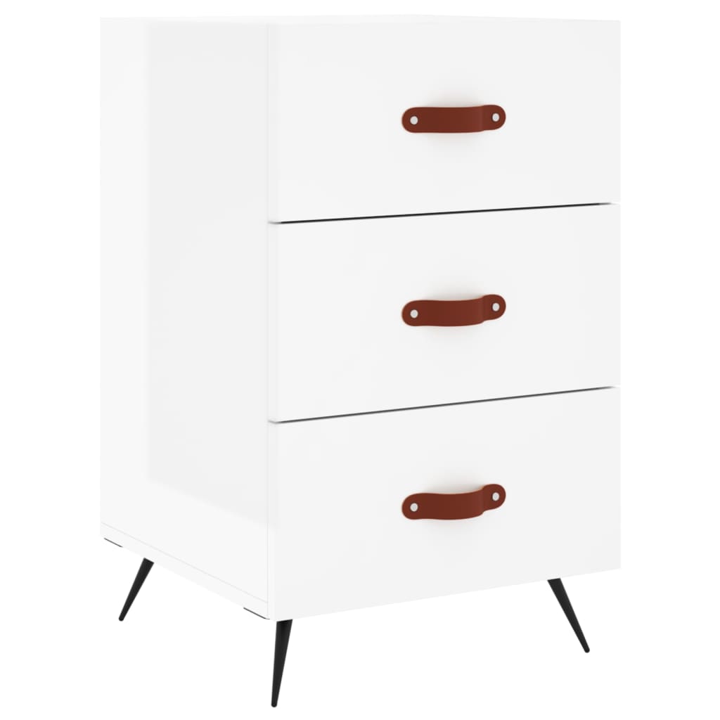 Table de chevet blanc brillant 40x40x66 cm bois d'ingénierie - XIOS