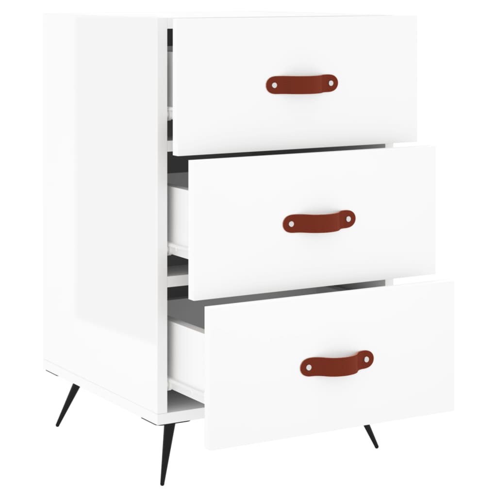 Table de chevet blanc brillant 40x40x66 cm bois d'ingénierie - XIOS