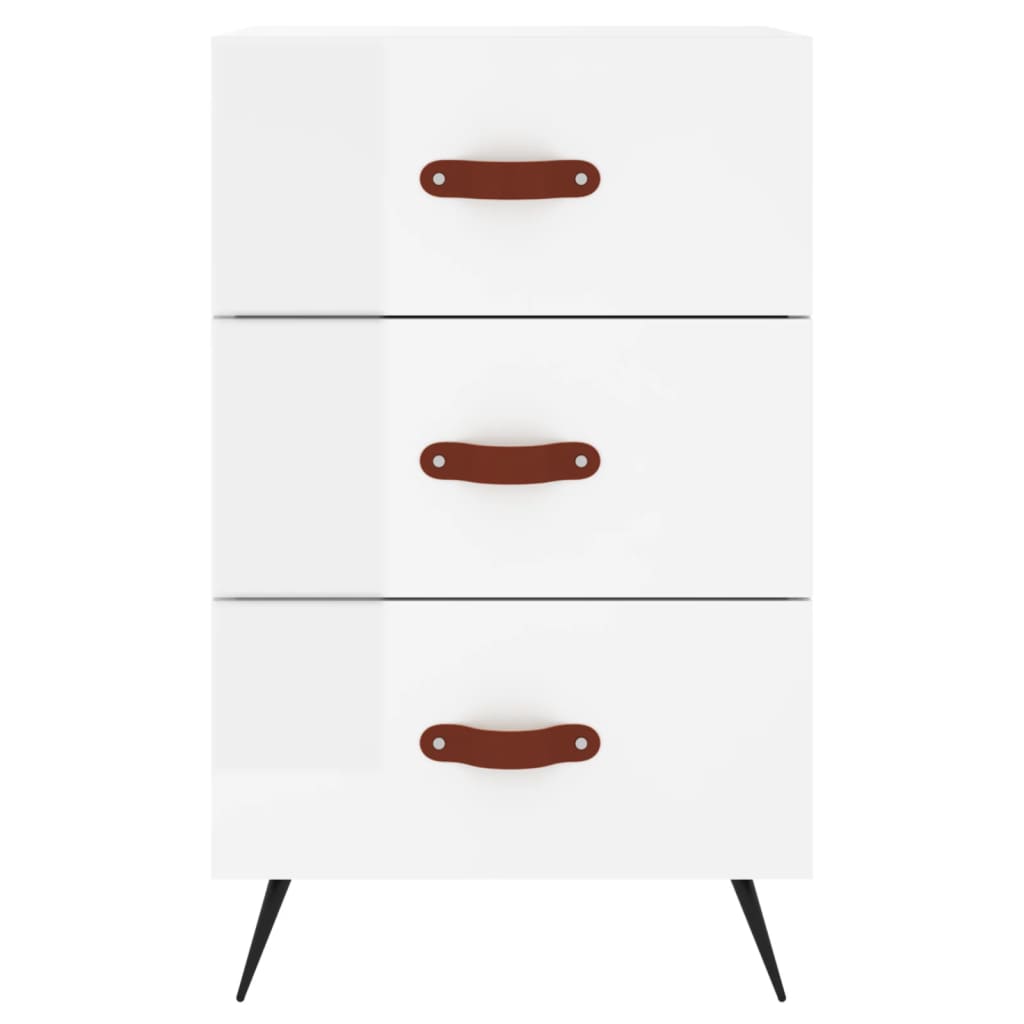 Table de chevet blanc brillant 40x40x66 cm bois d'ingénierie - XIOS