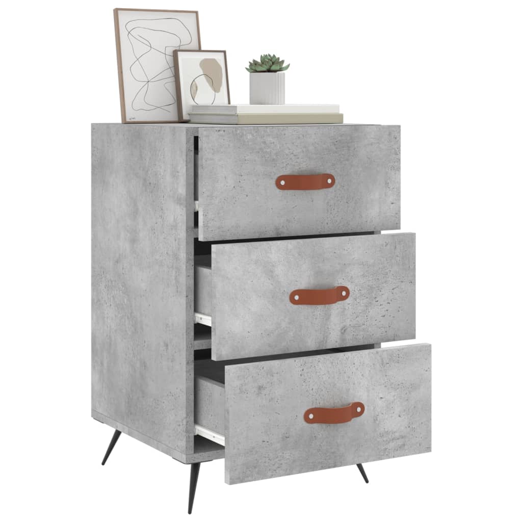 Table de chevet gris béton 40x40x66 cm bois d'ingénierie - XIOS