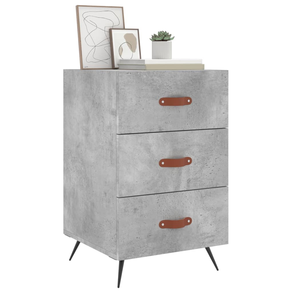 Table de chevet gris béton 40x40x66 cm bois d'ingénierie - XIOS