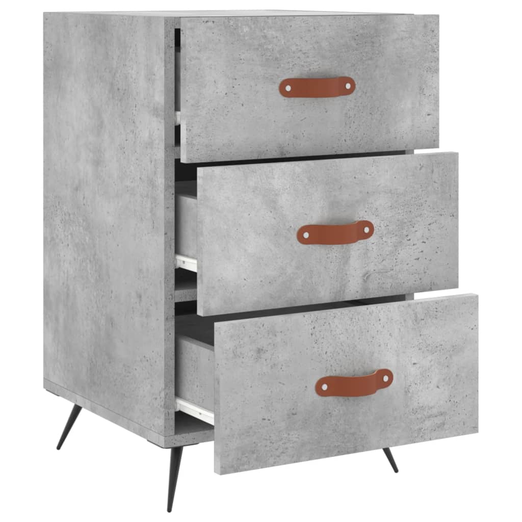 Table de chevet gris béton 40x40x66 cm bois d'ingénierie - XIOS