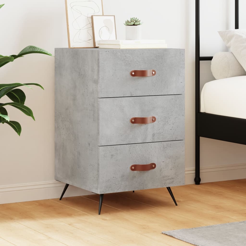 Table de chevet gris béton 40x40x66 cm bois d'ingénierie - XIOS