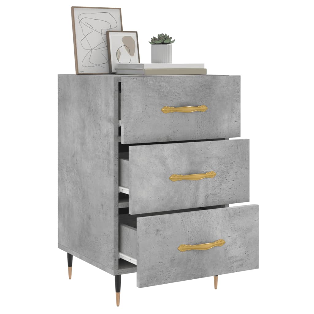 Table de chevet gris béton 40x40x66 cm bois d'ingénierie - XIOS