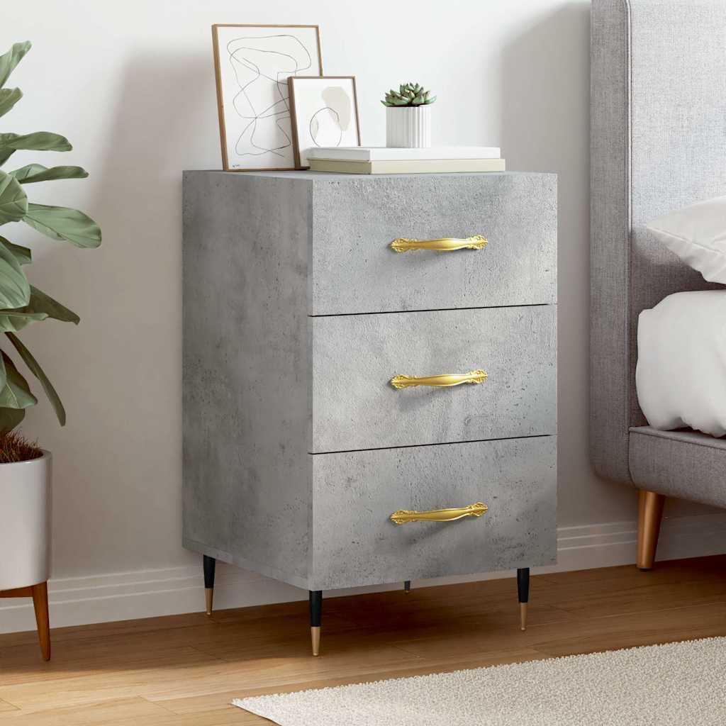 Table de chevet gris béton 40x40x66 cm bois d'ingénierie - XIOS