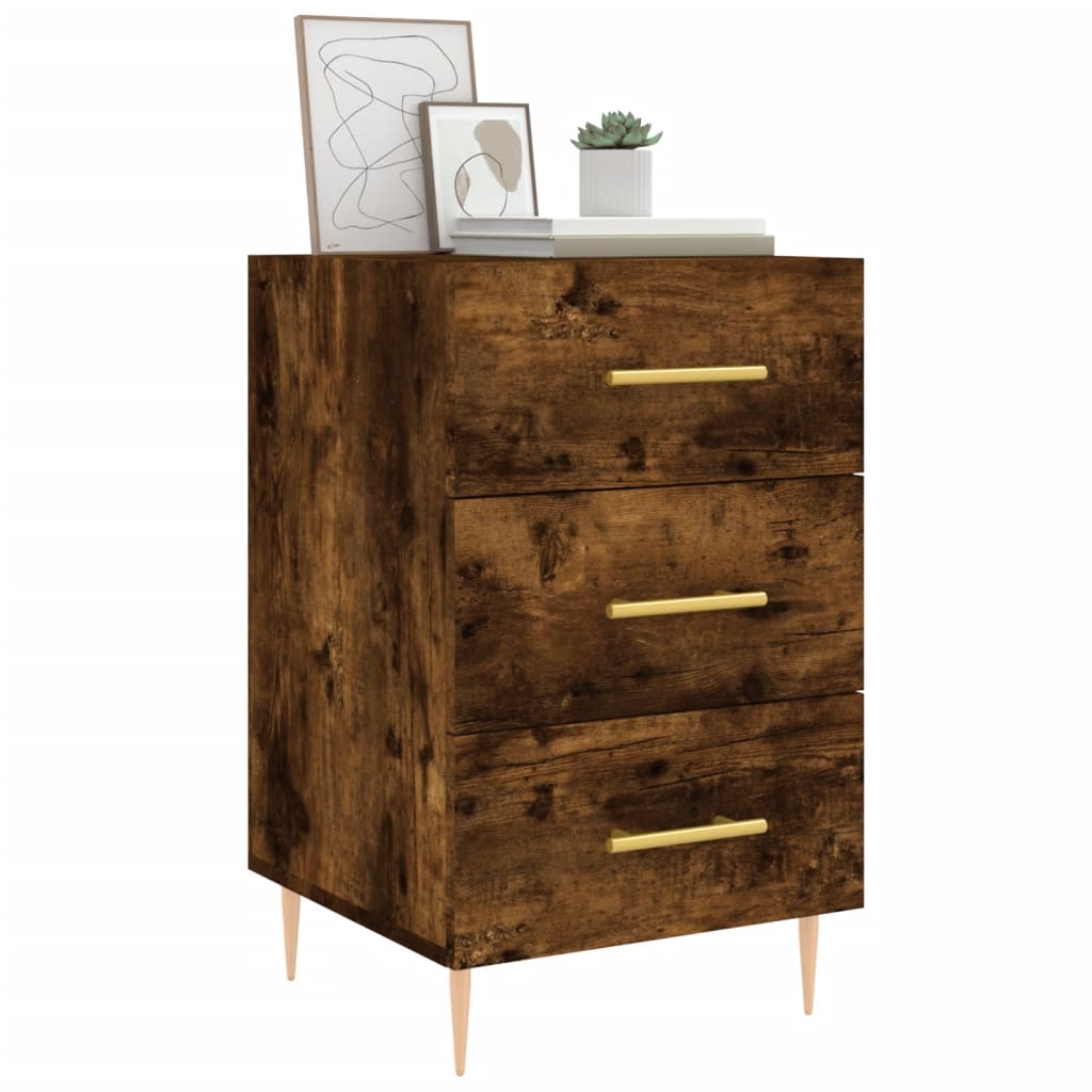 Table de chevet chêne fumé 40x40x66 cm bois d'ingénierie - XIOS