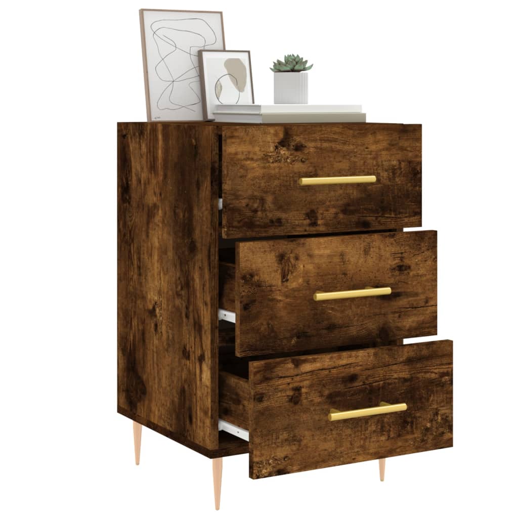 Table de chevet chêne fumé 40x40x66 cm bois d'ingénierie - XIOS