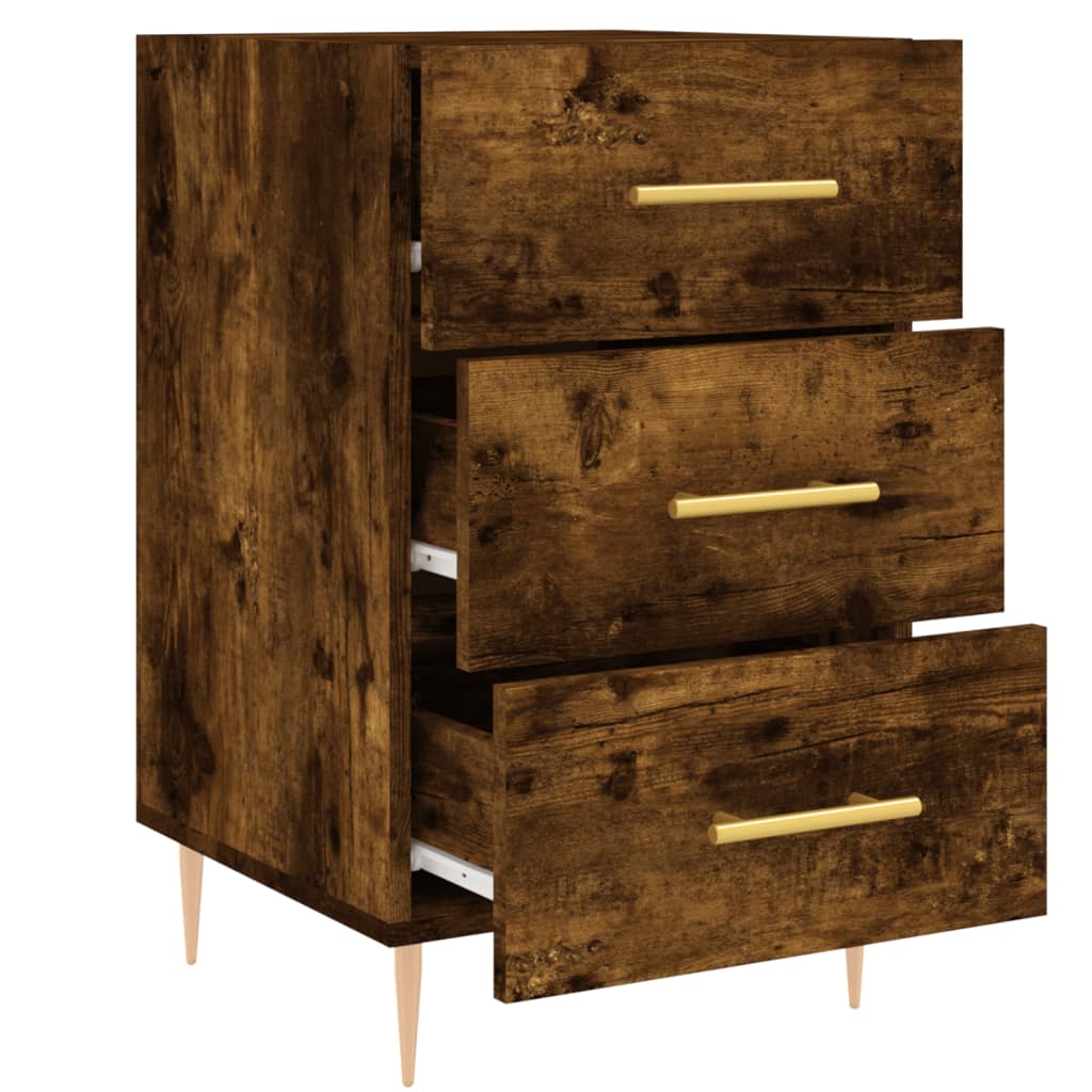 Table de chevet chêne fumé 40x40x66 cm bois d'ingénierie - XIOS