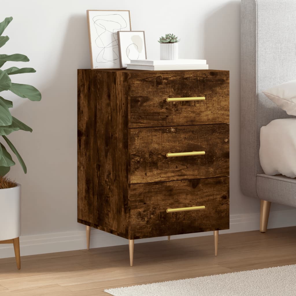 Table de chevet chêne fumé 40x40x66 cm bois d'ingénierie - XIOS