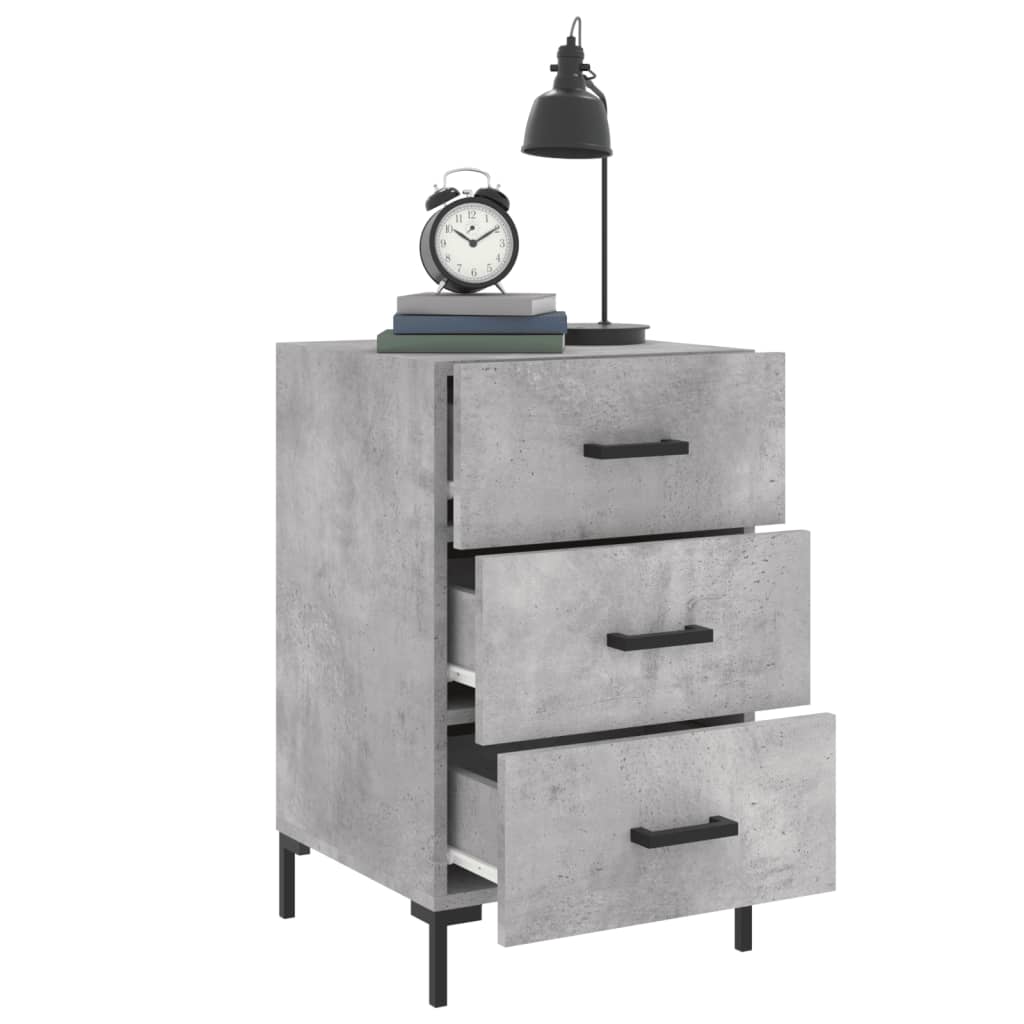 Table de chevet gris béton 40x40x66 cm bois d'ingénierie - XIOS