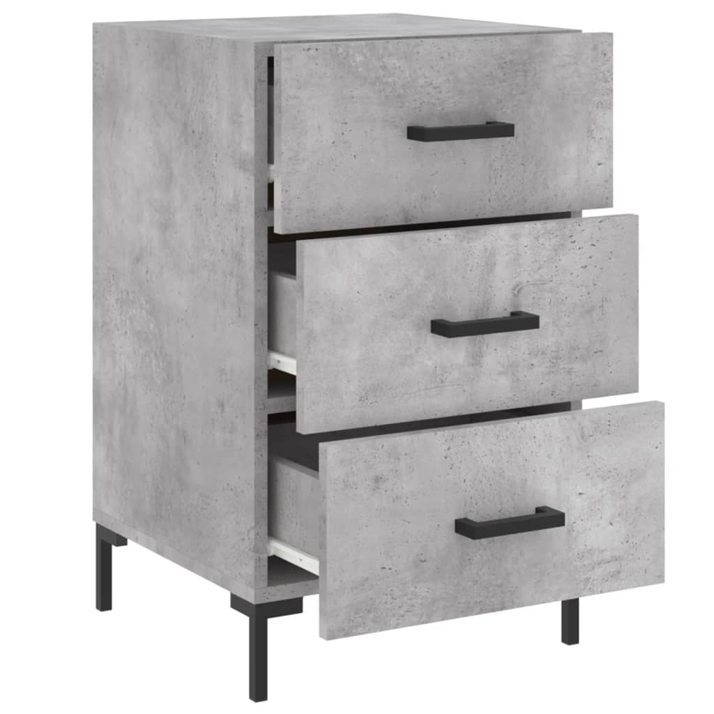 Table de chevet gris béton 40x40x66 cm bois d'ingénierie - XIOS