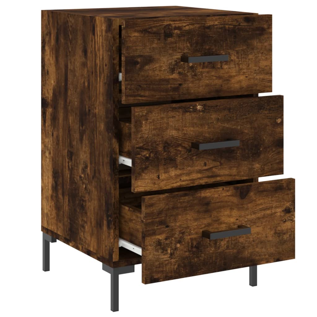 Table de chevet chêne fumé 40x40x66 cm bois d'ingénierie - XIOS