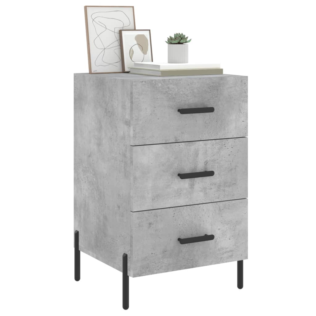 Table de chevet gris béton 40x40x66 cm bois d'ingénierie - XIOS