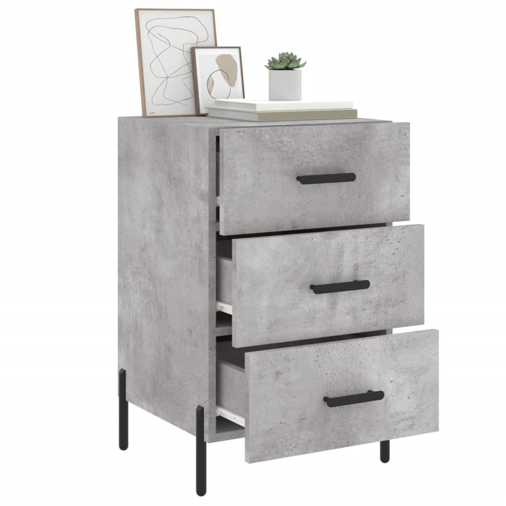 Table de chevet gris béton 40x40x66 cm bois d'ingénierie - XIOS