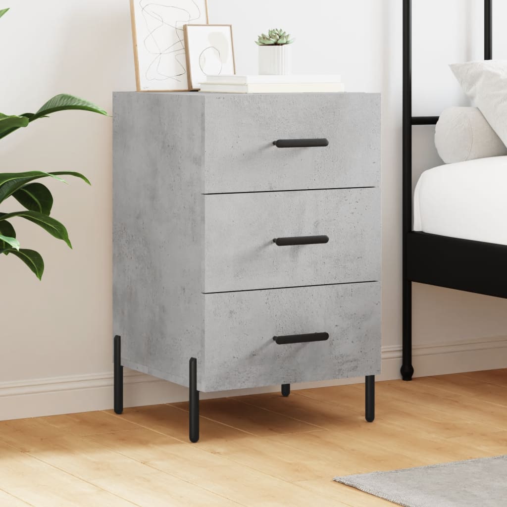 Table de chevet gris béton 40x40x66 cm bois d'ingénierie - XIOS