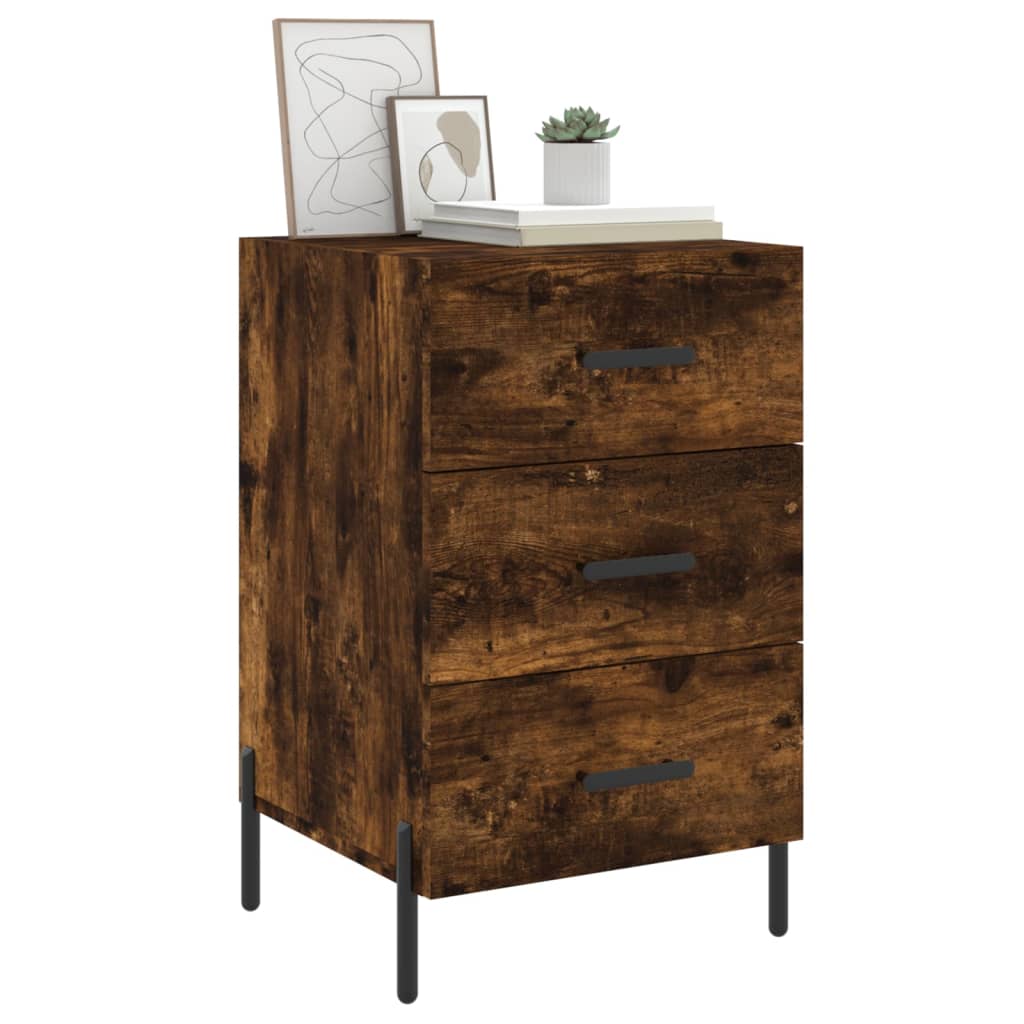 Table de chevet chêne fumé 40x40x66 cm bois d'ingénierie - XIOS