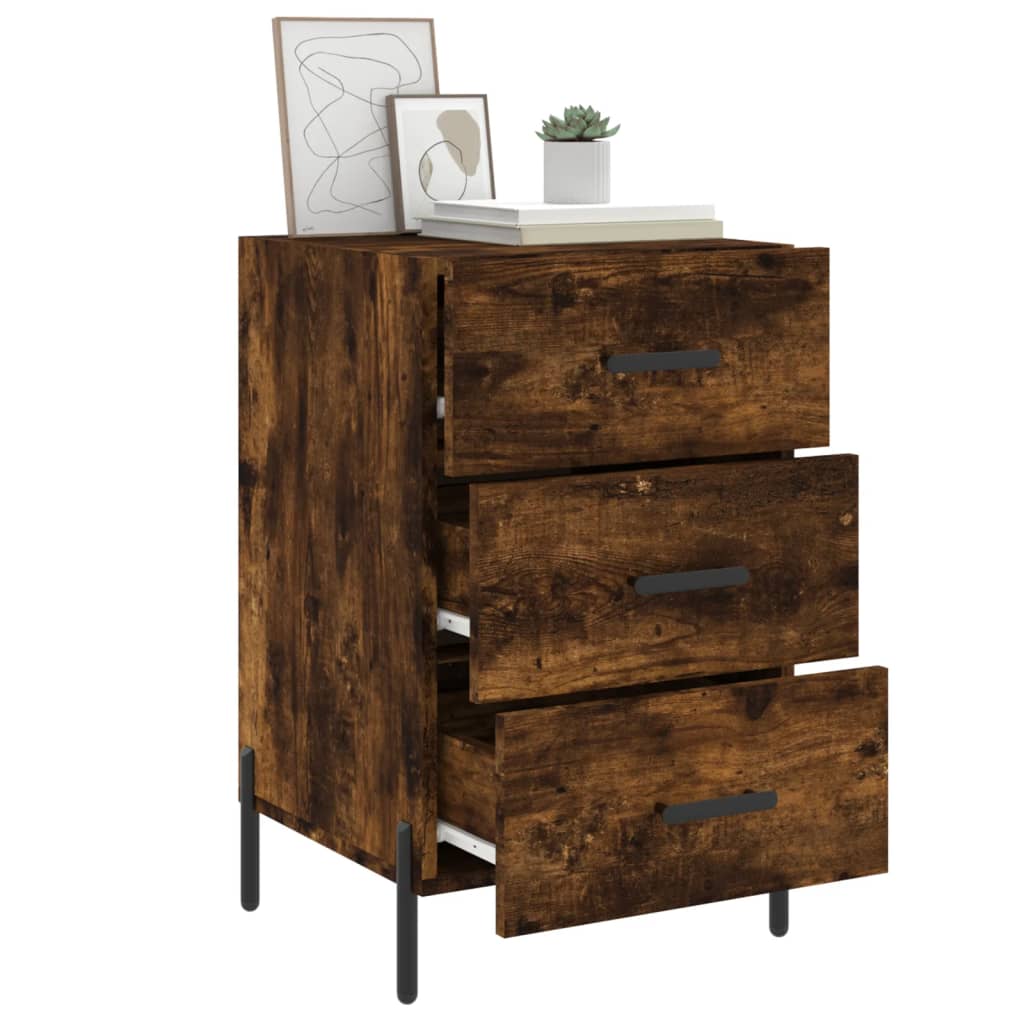 Table de chevet chêne fumé 40x40x66 cm bois d'ingénierie - XIOS