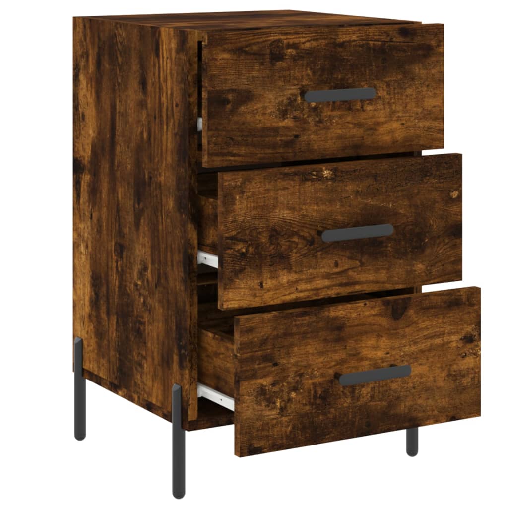 Table de chevet chêne fumé 40x40x66 cm bois d'ingénierie - XIOS