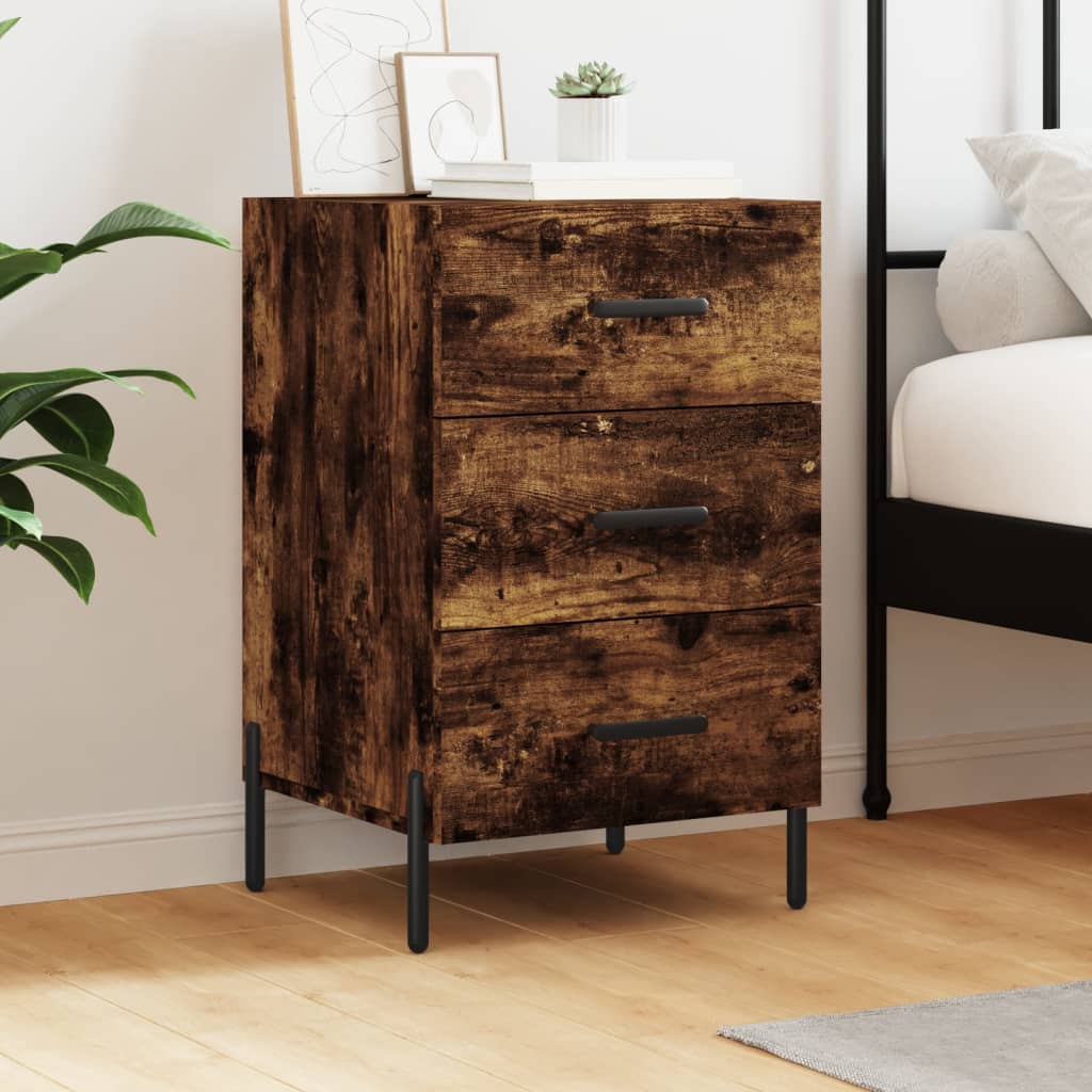 Table de chevet chêne fumé 40x40x66 cm bois d'ingénierie - XIOS
