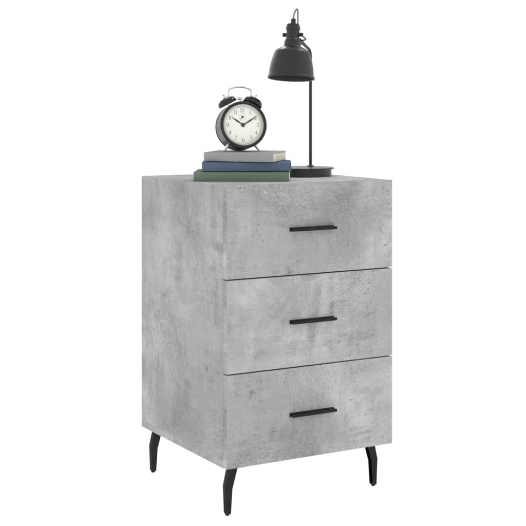 Table de chevet gris béton 40x40x66 cm bois d'ingénierie - XIOS