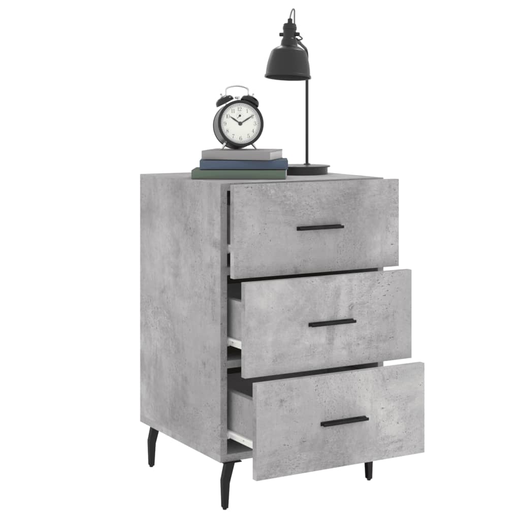 Table de chevet gris béton 40x40x66 cm bois d'ingénierie - XIOS