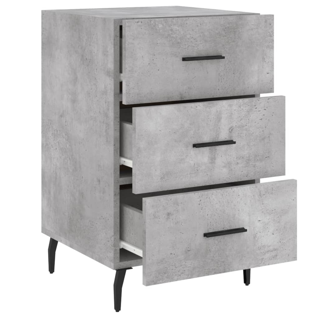 Table de chevet gris béton 40x40x66 cm bois d'ingénierie - XIOS