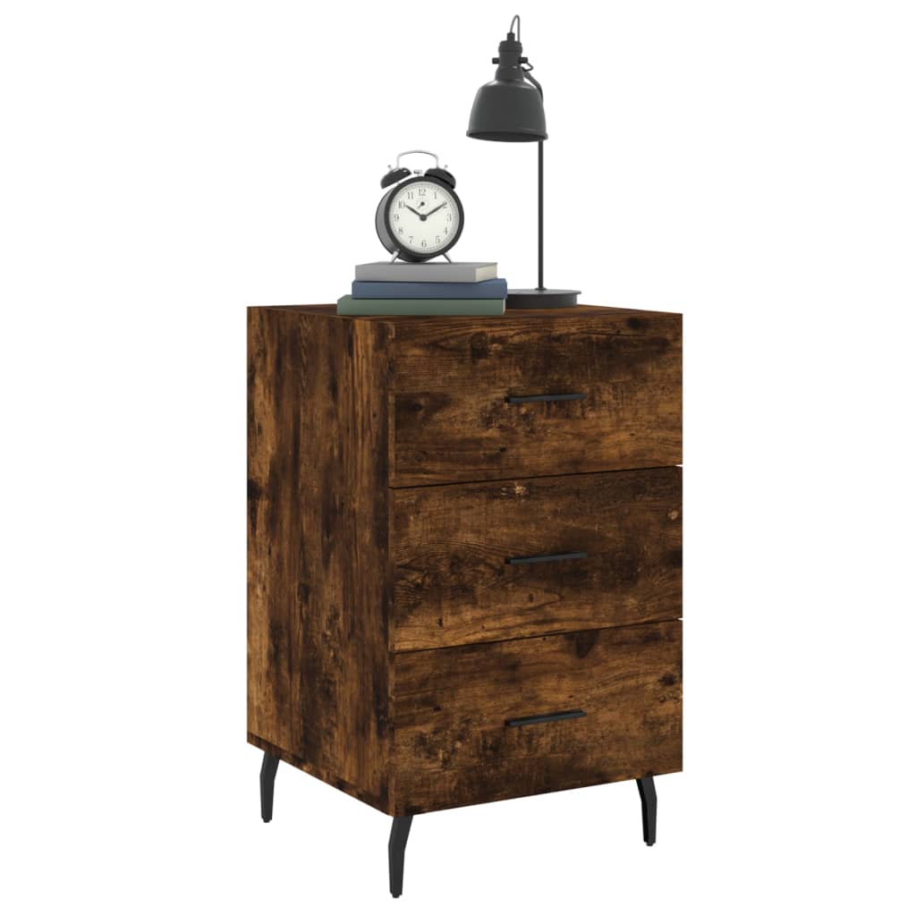 Table de chevet chêne fumé 40x40x66 cm bois d'ingénierie - XIOS