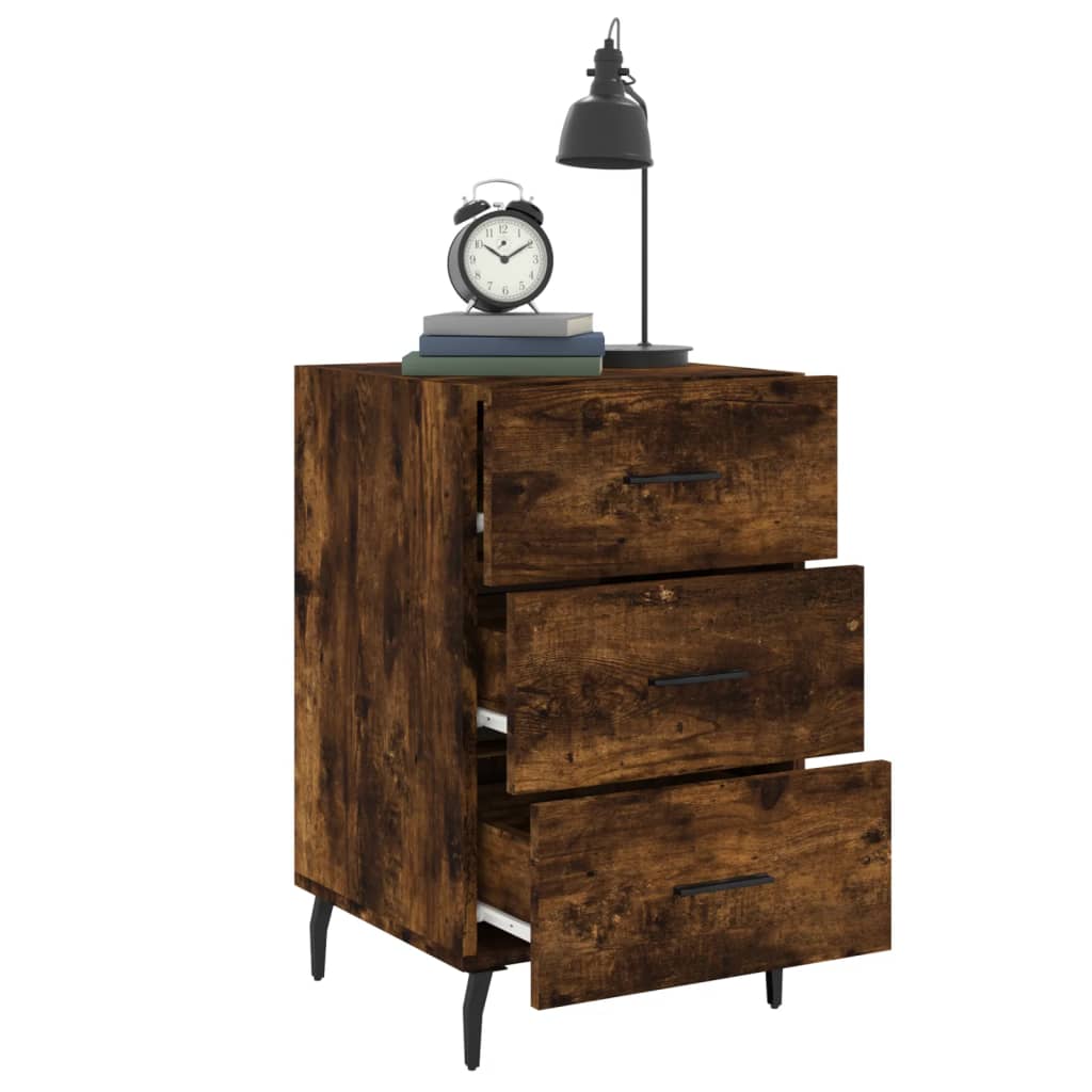 Table de chevet chêne fumé 40x40x66 cm bois d'ingénierie - XIOS