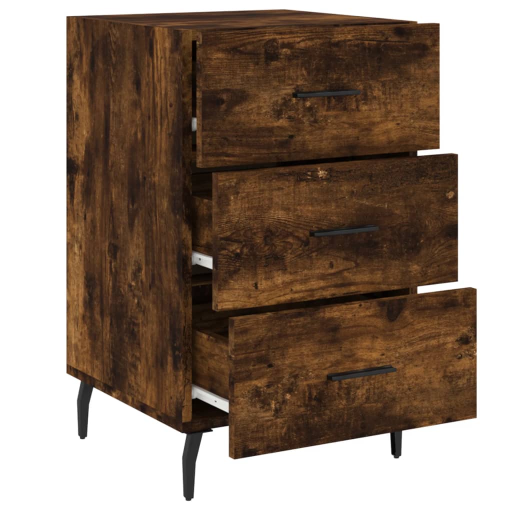 Table de chevet chêne fumé 40x40x66 cm bois d'ingénierie - XIOS