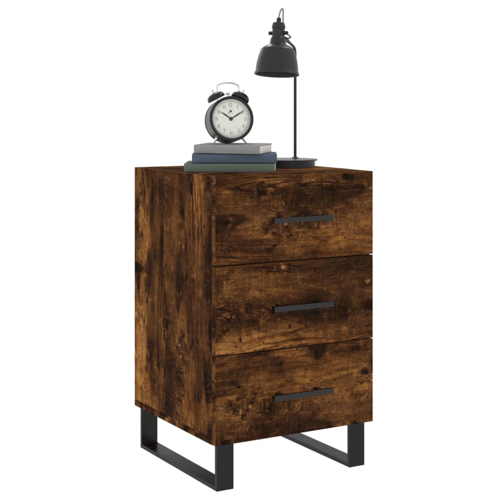 Table de chevet chêne fumé 40x40x66 cm bois d'ingénierie - XIOS