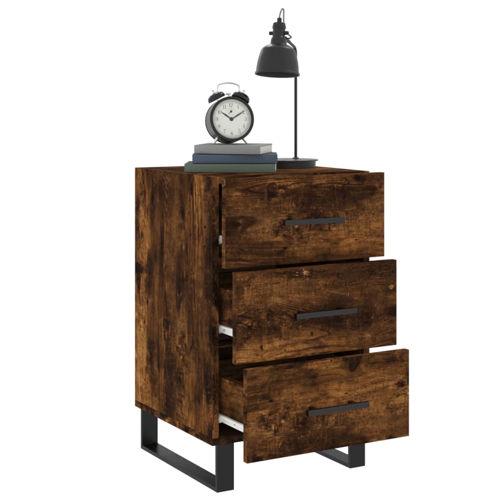 Table de chevet chêne fumé 40x40x66 cm bois d'ingénierie - XIOS