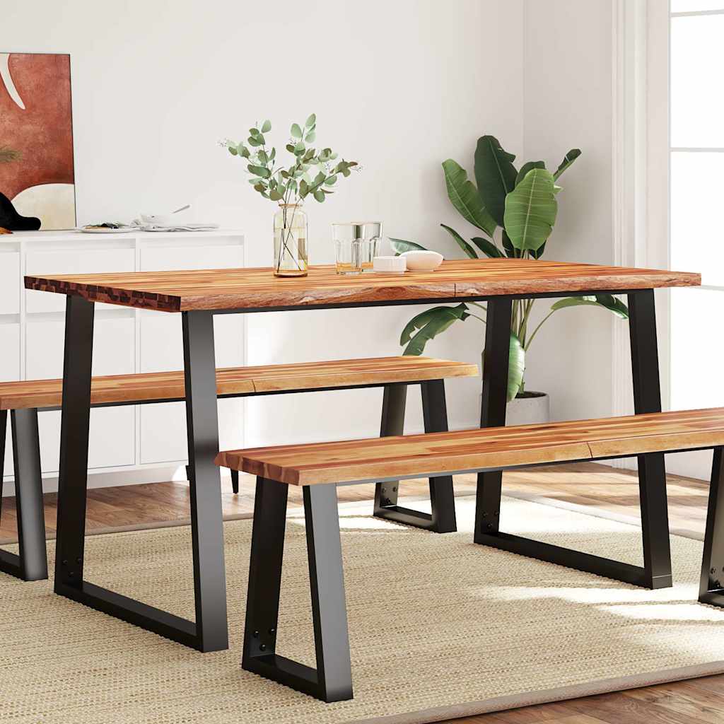 Table à manger 140x80x75 cm bois d'acacia solide à bord vif - XIOS