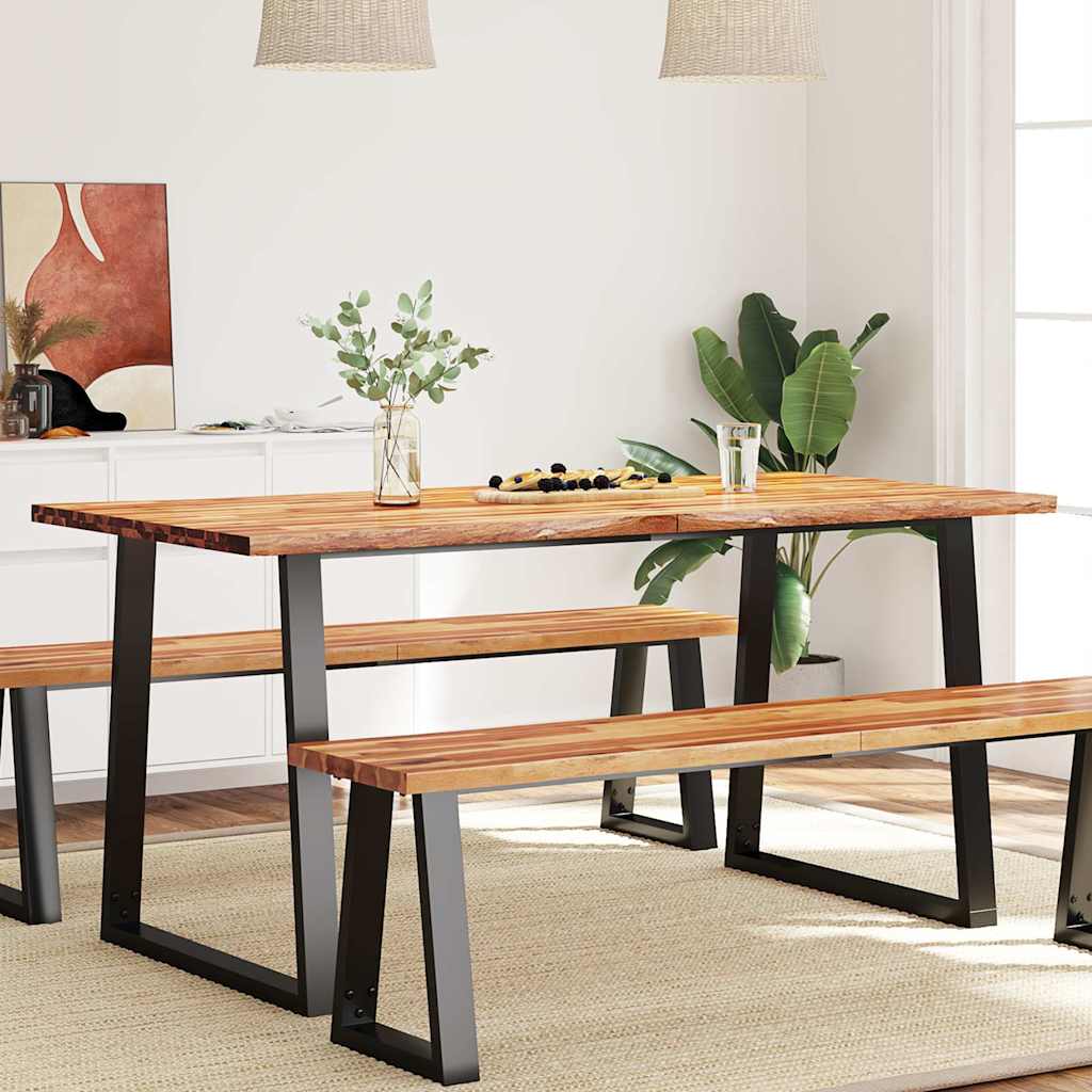 Table à manger 160x80x75 cm bois d'acacia solide à bord vif - XIOS