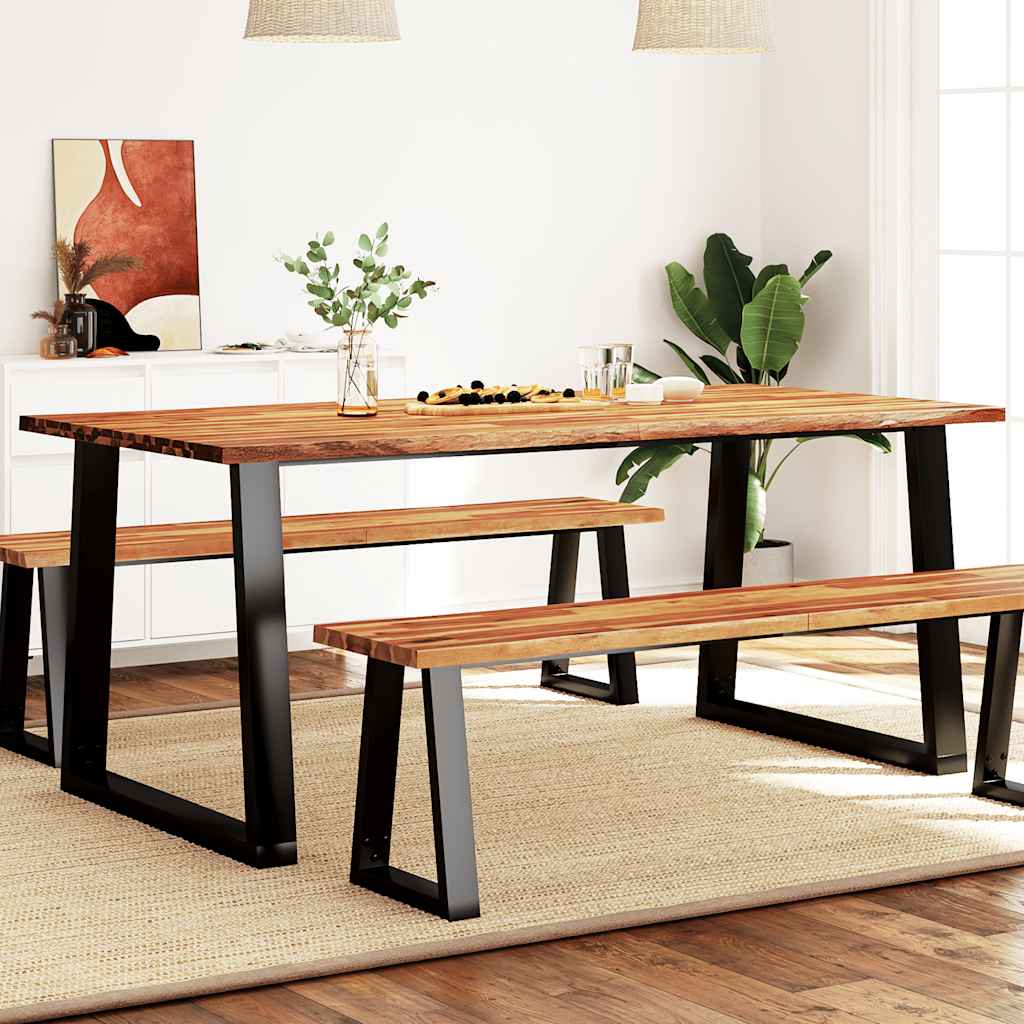 Table à manger 180x90x75 cm bois d'acacia solide à bord vif - XIOS