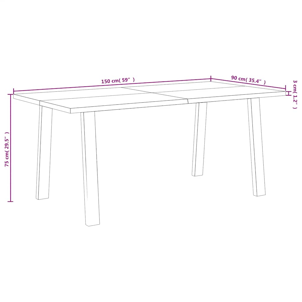 Table à manger 150x90x75 cm bois d'acacia solide - XIOS