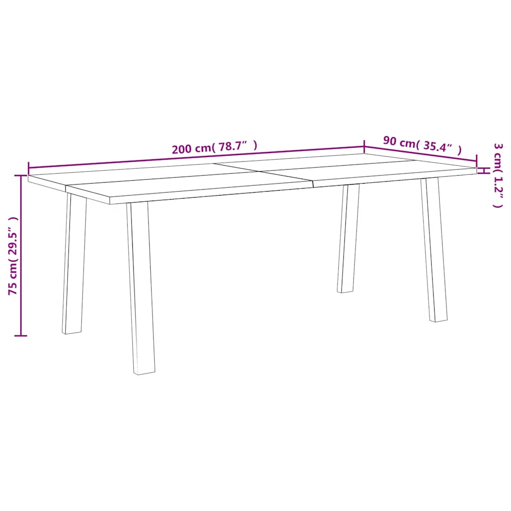 Table à manger 200x90x75 cm bois d'acacia solide - XIOS