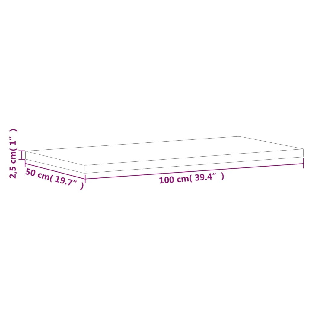 Dessus de table 100x50x2,5cm rectangulaire bois massif de hêtre - XIOS