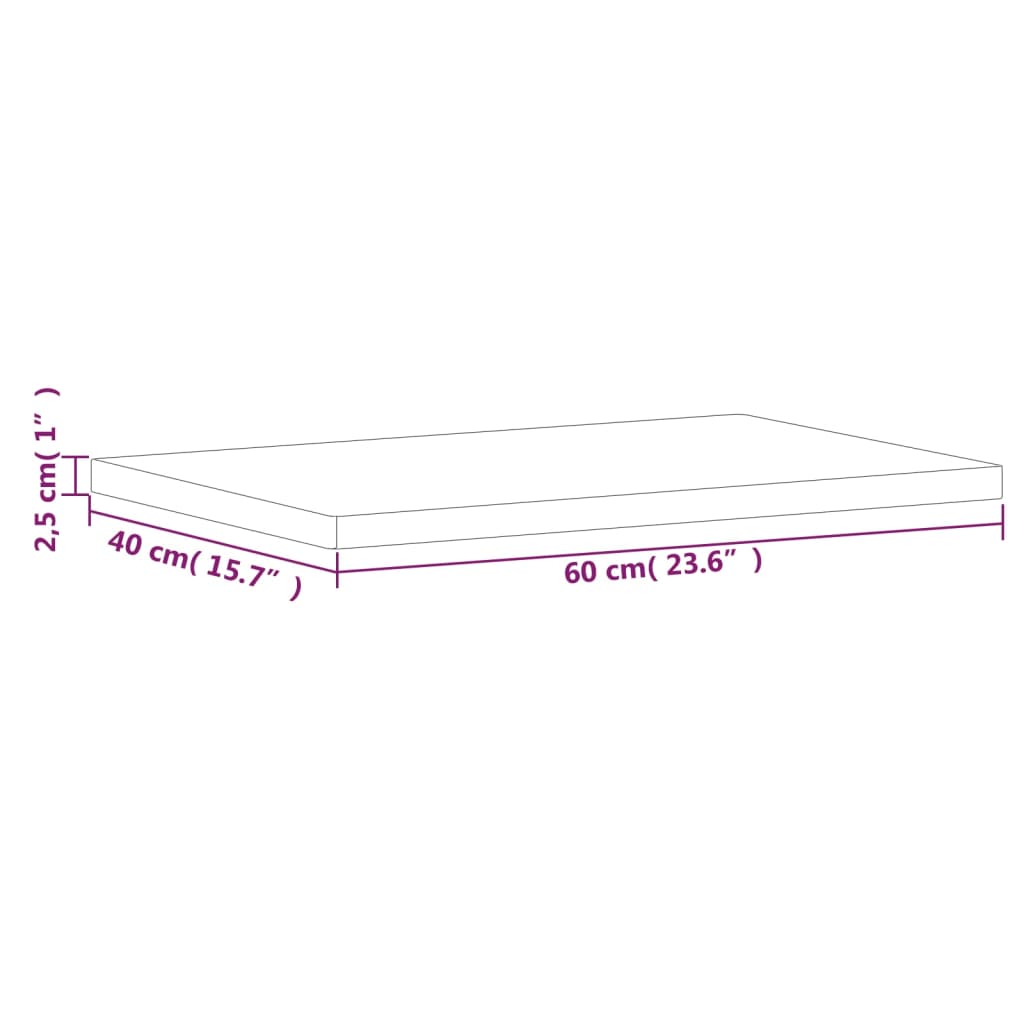 Dessus de table 60x40x2,5 cm rectangulaire bois massif de hêtre - XIOS