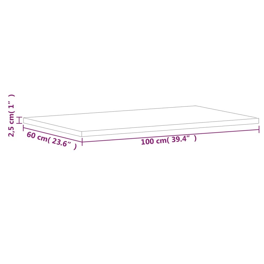 Dessus de table 100x60x2,5cm rectangulaire bois massif de hêtre - XIOS