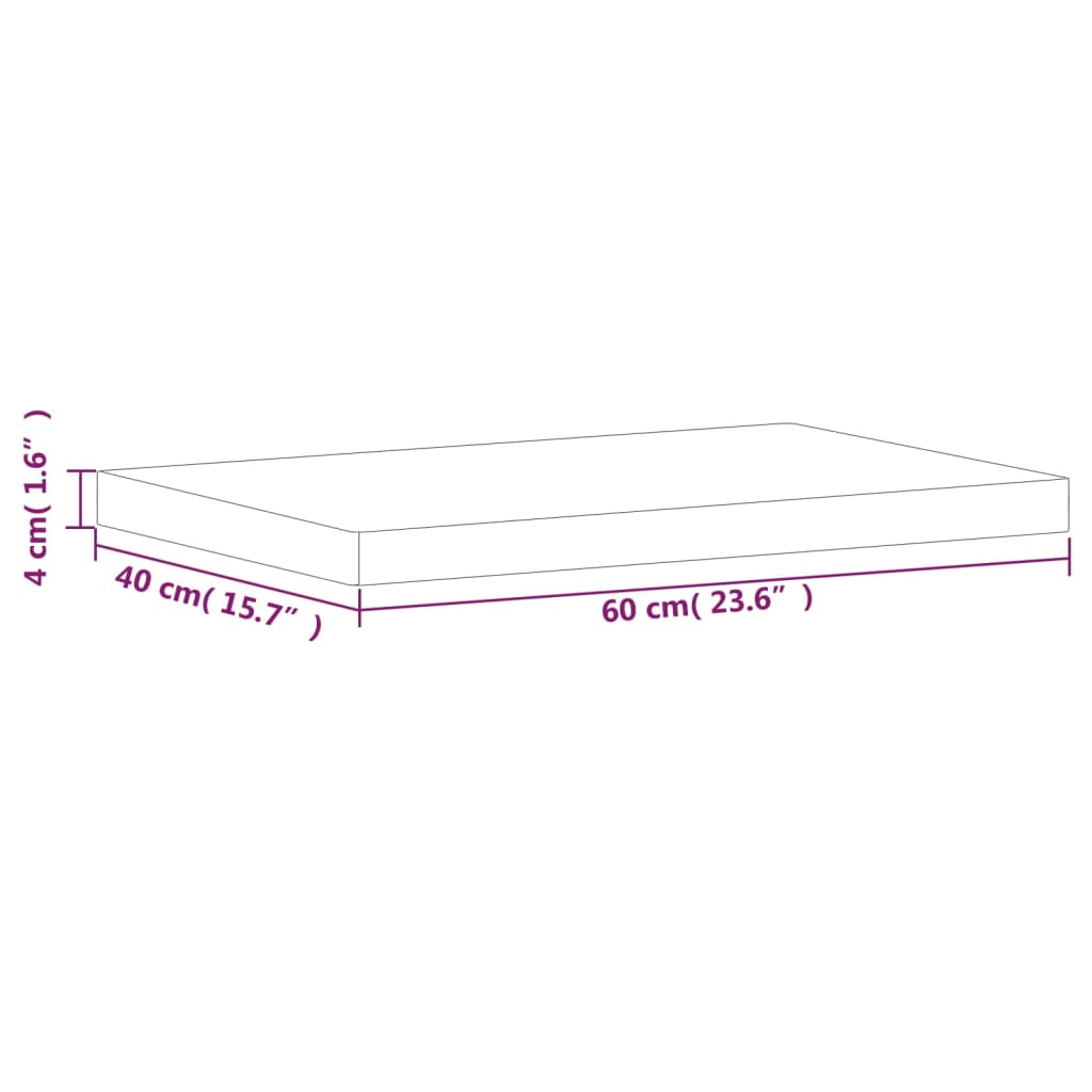 Dessus de table 60x40x4 cm rectangulaire bois massif de hêtre - XIOS