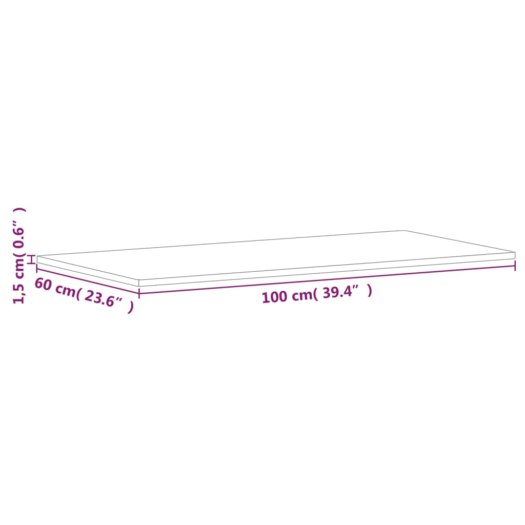 Dessus de table 100x60x1,5cm rectangulaire bois massif de hêtre - XIOS