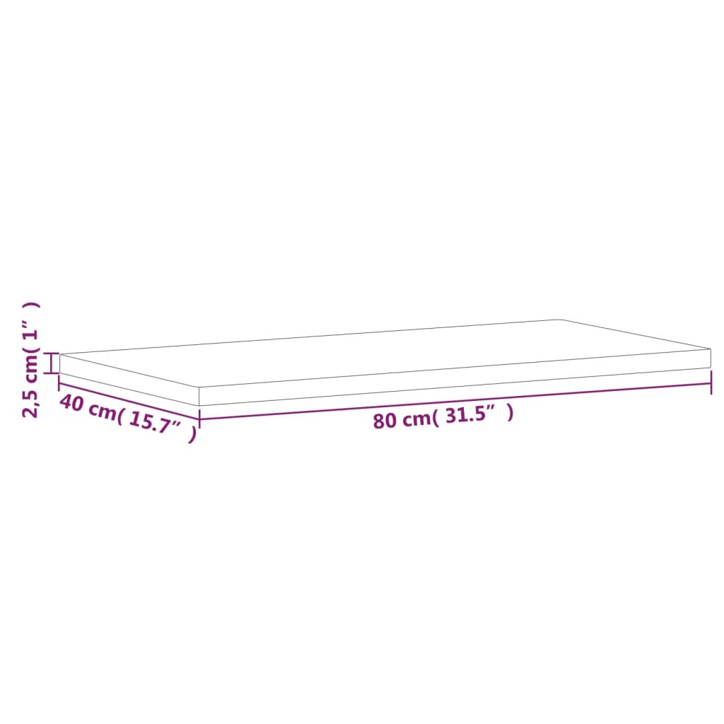 Dessus de table 80x40x2,5 cm rectangulaire bois massif de hêtre - XIOS