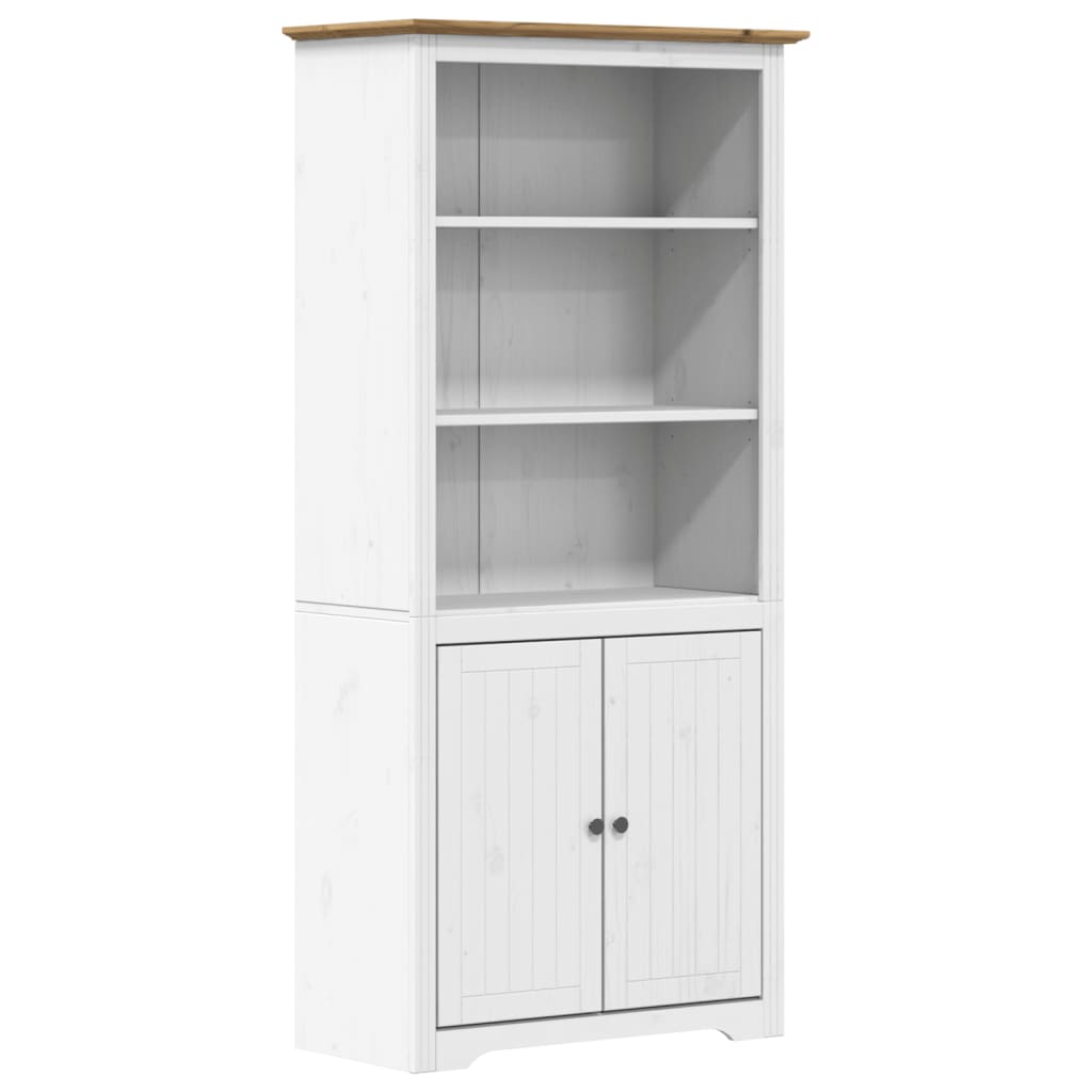 Bibliothèque BODO blanc and marron 82x40x173 cm bois massif pin - XIOS