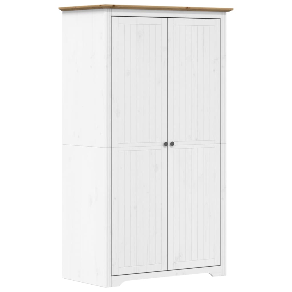 Garde-robe BODO blanc marron 99x53,5x173 cm bois massif de pin - XIOS