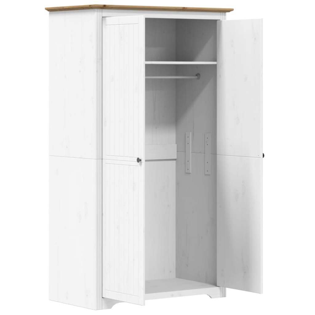 Garde-robe BODO blanc marron 99x53,5x173 cm bois massif de pin - XIOS