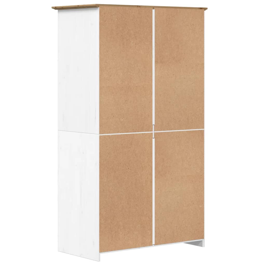Garde-robe BODO blanc marron 99x53,5x173 cm bois massif de pin - XIOS
