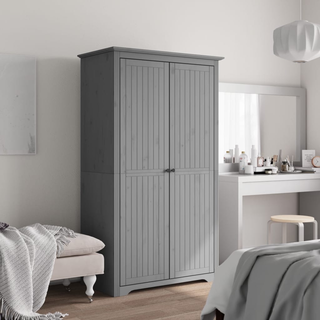 Garde-robe BODO gris 99x53,5x173 cm bois massif de pin - XIOS